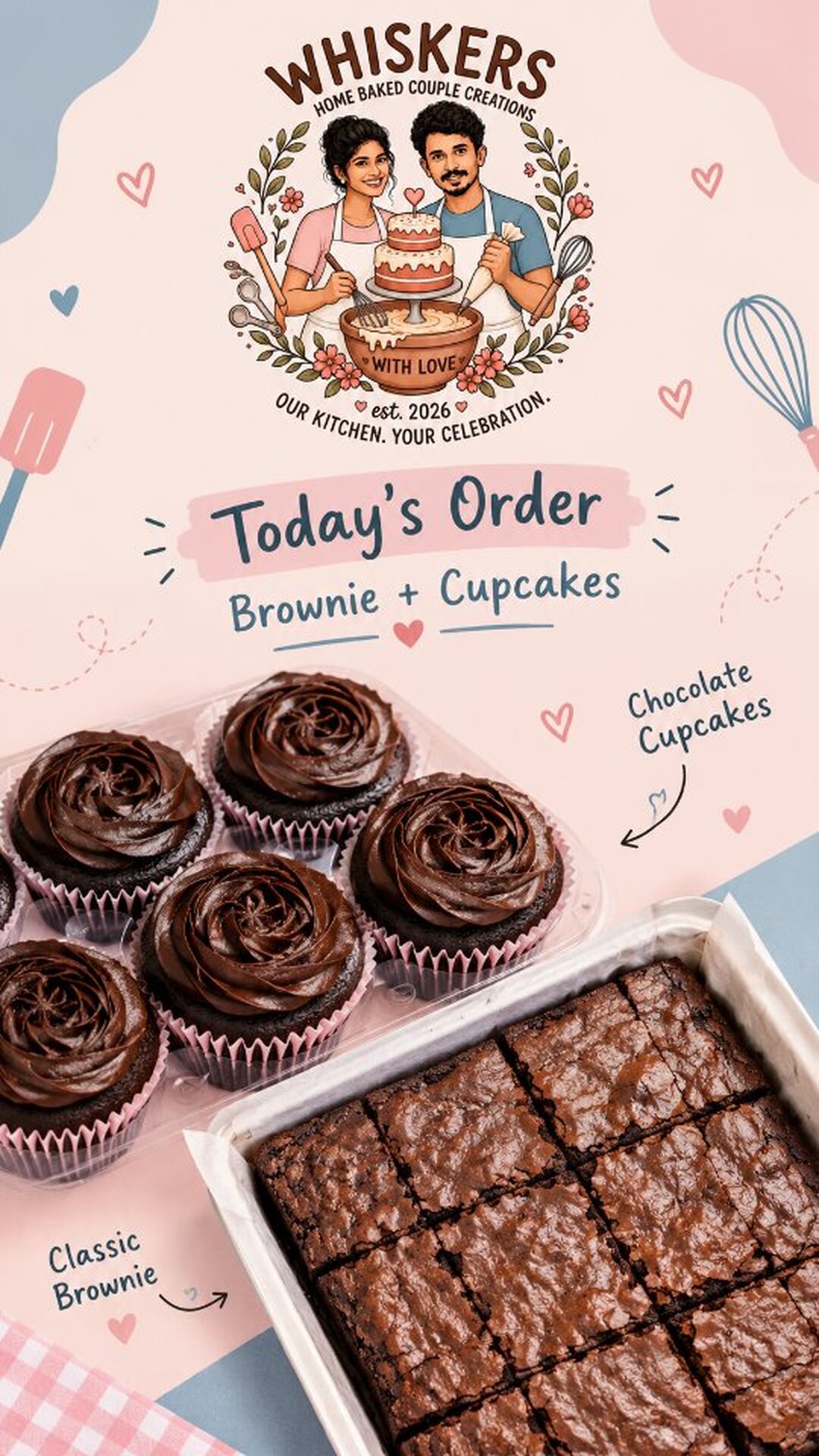 Today's order - classic brownie tray and chocolate cupcakes